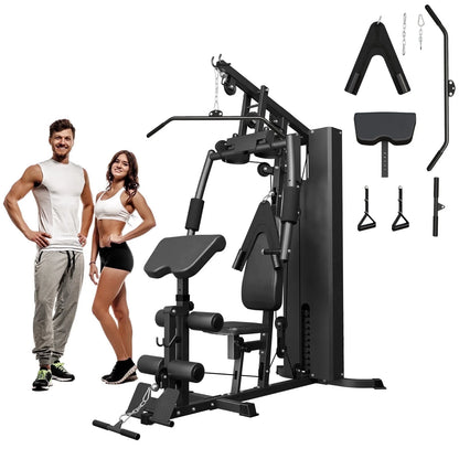 Multifunctional Home Gym System, Home Gym Station with 100LBS Weight Stack, All in One Workout Machine for Full Body Strength Training