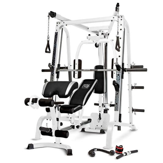 Pro Smith Cage Workout Machine Total Body Training Gym System, White