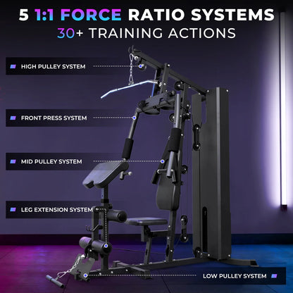 Multifunctional Home Gym System, Home Gym Station with 100LBS Weight Stack, All in One Workout Machine for Full Body Strength Training